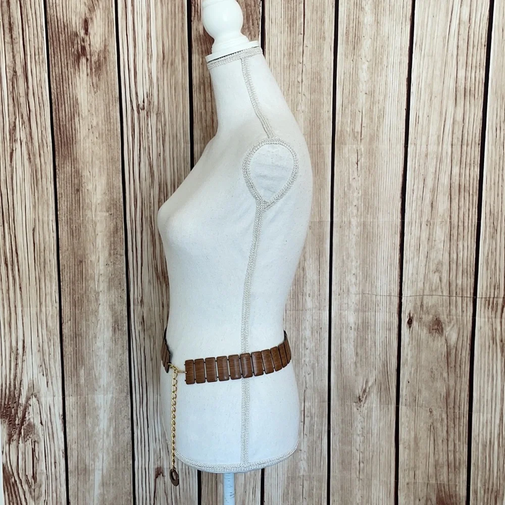 Vintage Wood & Gold Chain Belt 1970’s